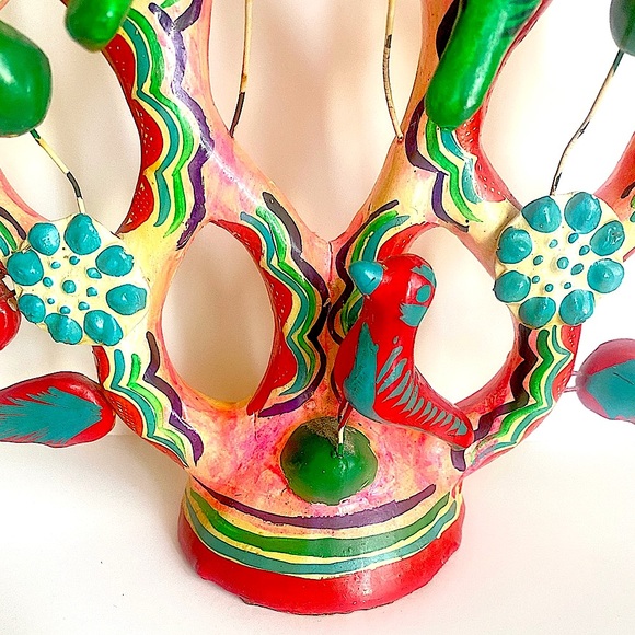 SOLD Vintage Mexican Tree of Life Candle Holder Candelabra Folk Art 1970s Boho - Picture 5 of 7
